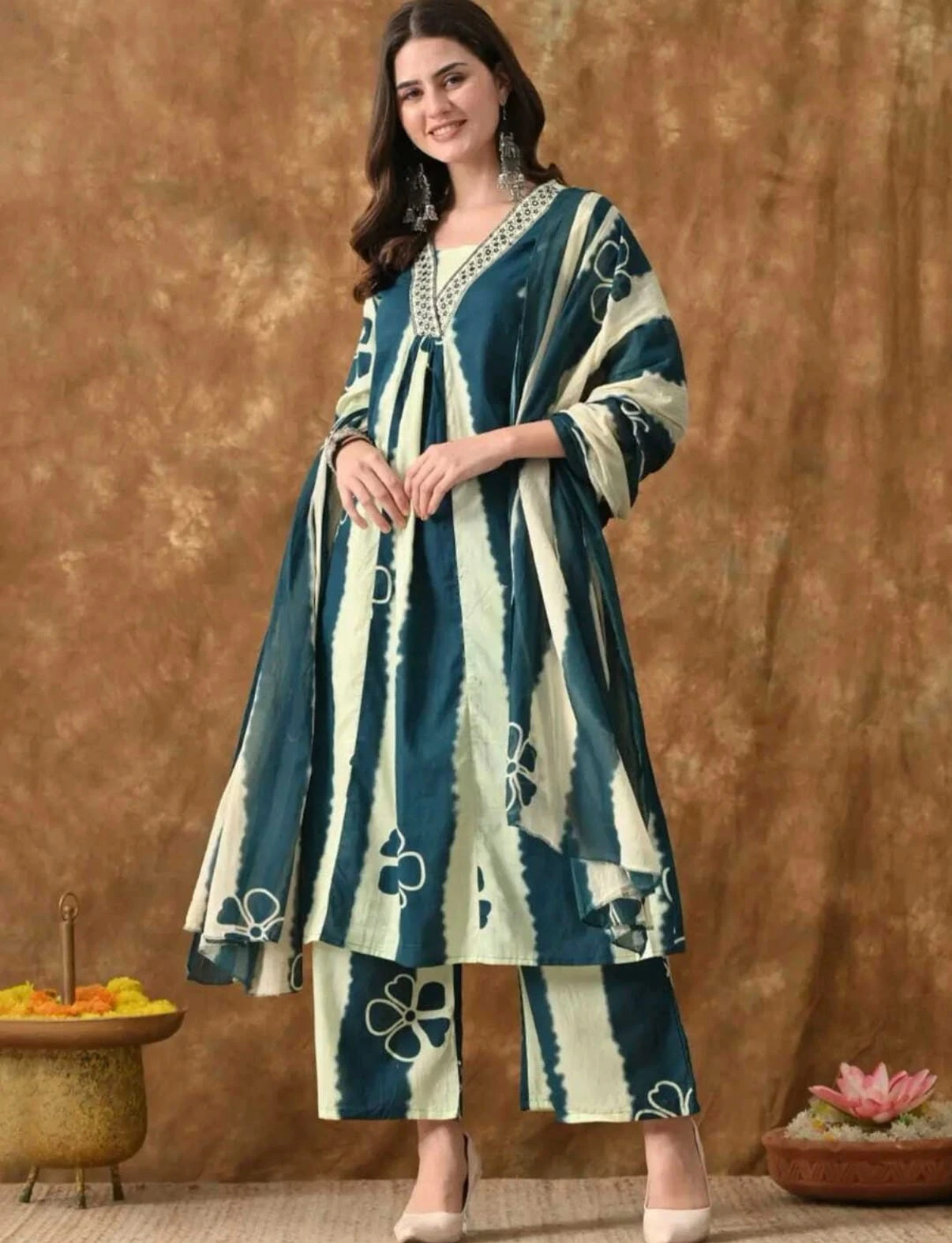 Women’s Printed Kurta Pant Set with Dupatta