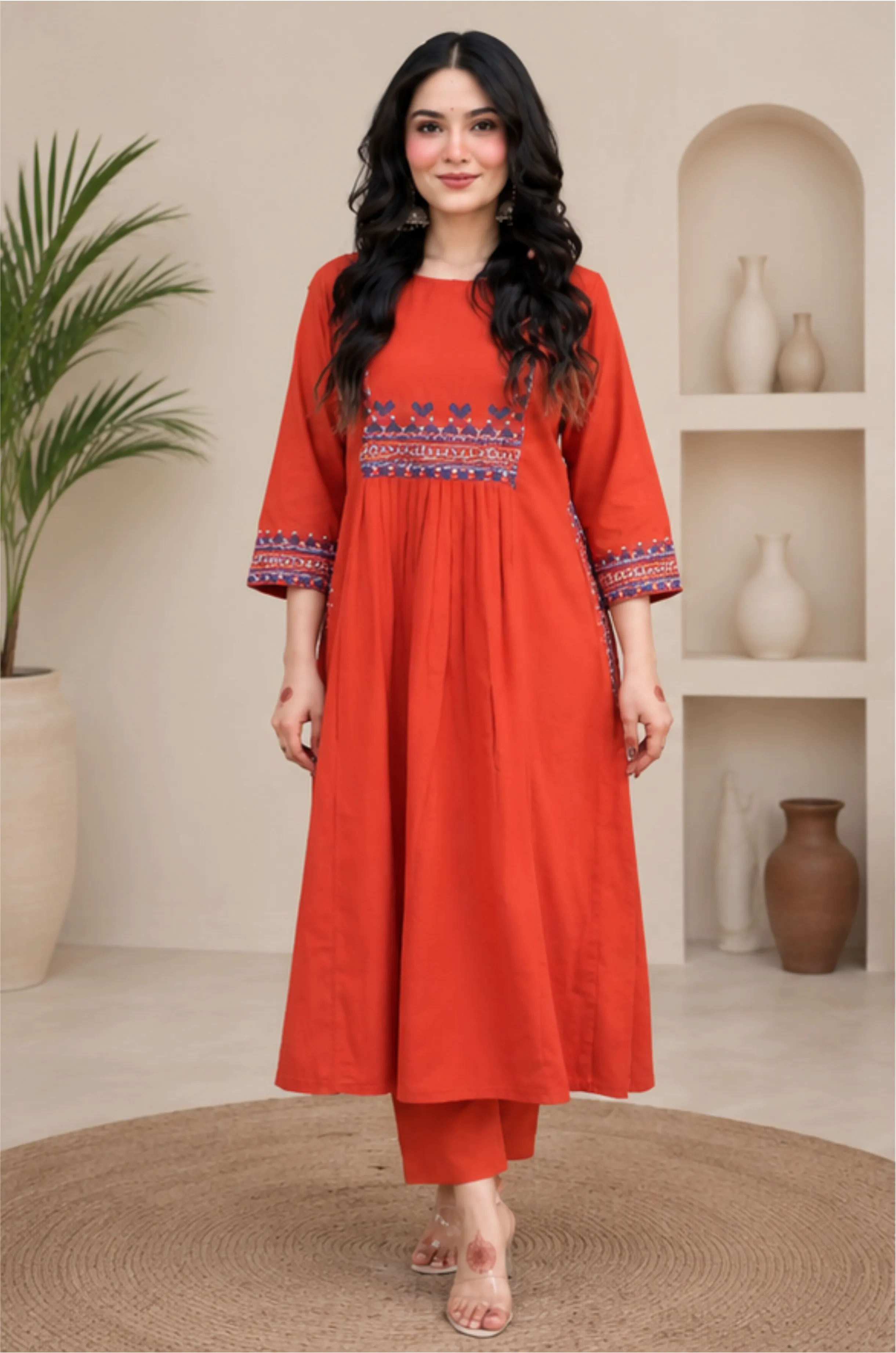 Printed Anarkali Kurta Pant Set