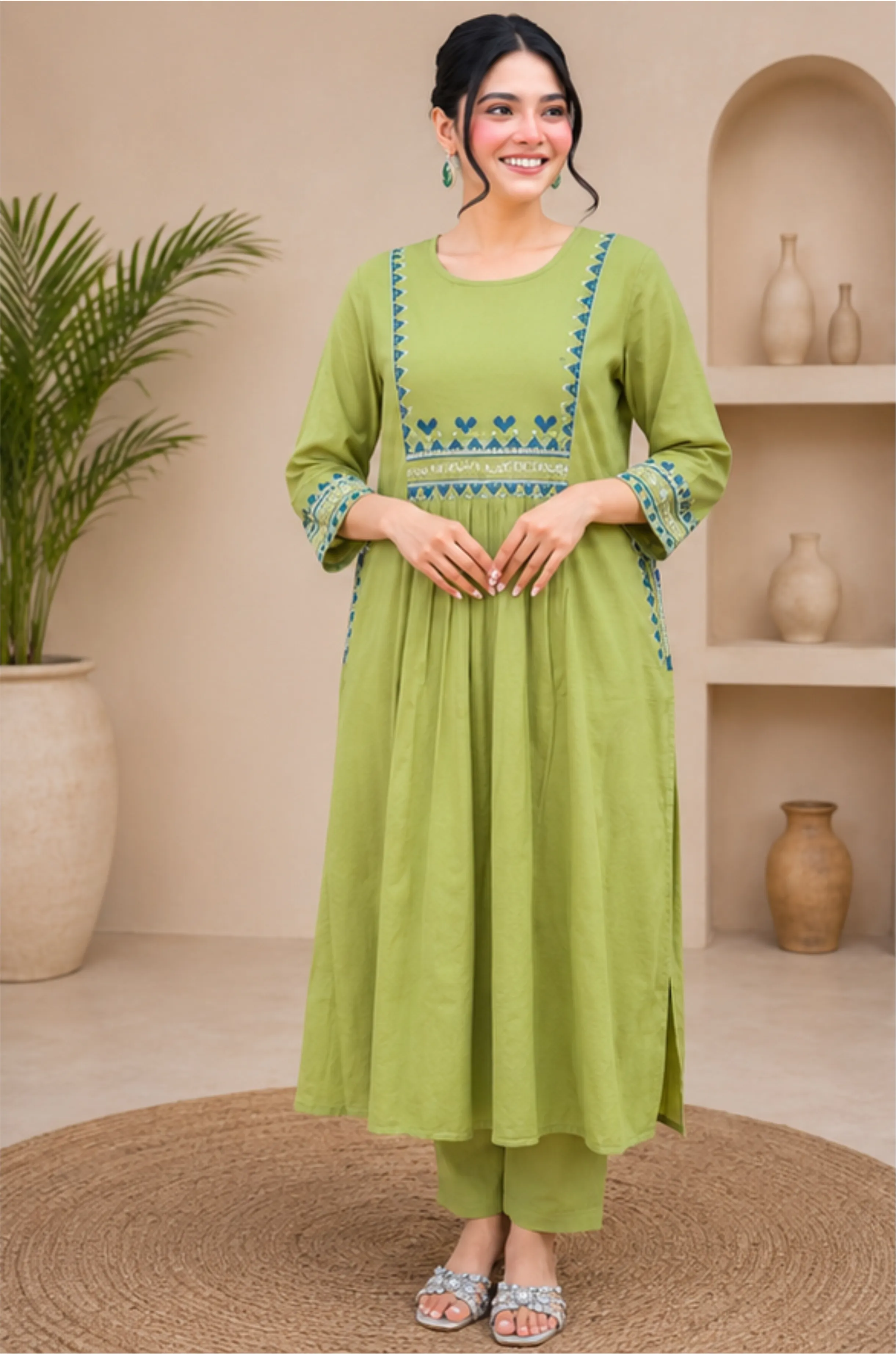 Printed Anarkali Kurta Pant Set